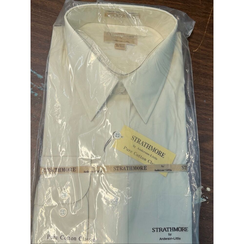 Strathmore Cream Collared Button zip Shirt Men’s 16.5 32/33 vintage new package